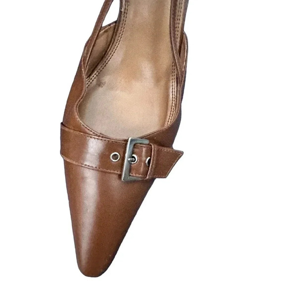 Talbots Women's Brown Leather Pointed Toe Heel Sandal Size 10M - Picture 3 of 8